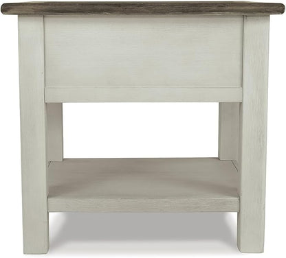 Signature Design by Ashley Bolanburg Farmhouse Square Two Tone End Table, Antique Cream