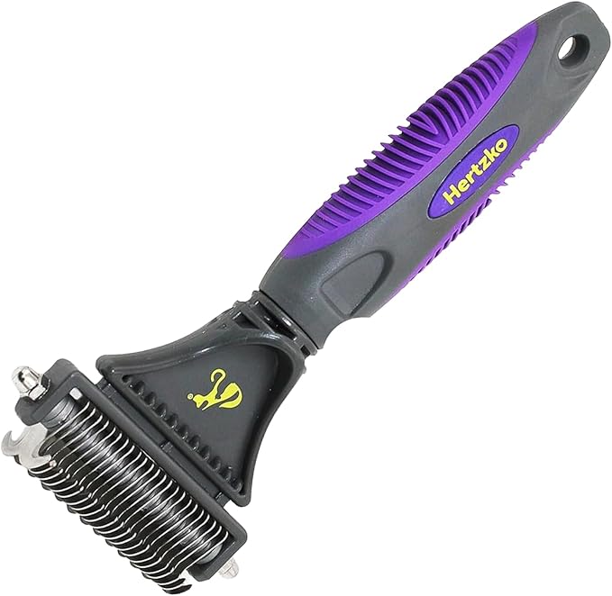 Hertzko Cat Dematting Tool Double Sided Dog and Cat Dematting Comb - for All Pets - Effortlessly Removes Tangles, Mats, and Loose Fur - Safe, Easy Grooming for Cats and Dogs-Mewly Pet