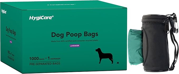 Extended Dog Poop Bags with Dispenser, 1000 Count, Pre-Separated, Lavender Scent, Eco-friendly Material, Extra Thick, 100% Leakproof, 8"x 15.6", Green-Mewly Pet
