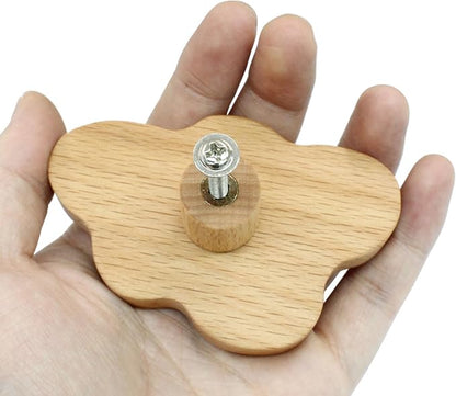 6 Pack Cloud Wooden Knobs, Decorative Wood Dresser Knobs Boho Cabinet Handles, Room Handles for Nursery Decor(Large)