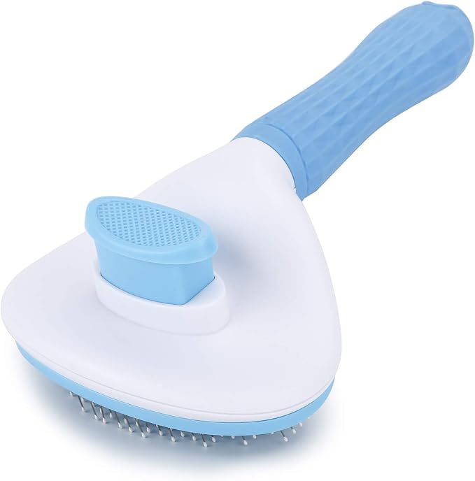 Depets Self Cleaning Slicker Brush, Dog Cat Bunny Pet Grooming Shedding Brush - Easy to Remove Loose Undercoat, Pet Massaging Tool Suitable for Pets with Long or Short Hair-Mewly Pet