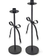 Black Taper Candle Holder Set of 2-Metal Bow Candle Sticks Holder Decor,Modern Tall Candle Holder,Decorative Candlesticks for Fireplace, Wedding, Holiday & Christmas