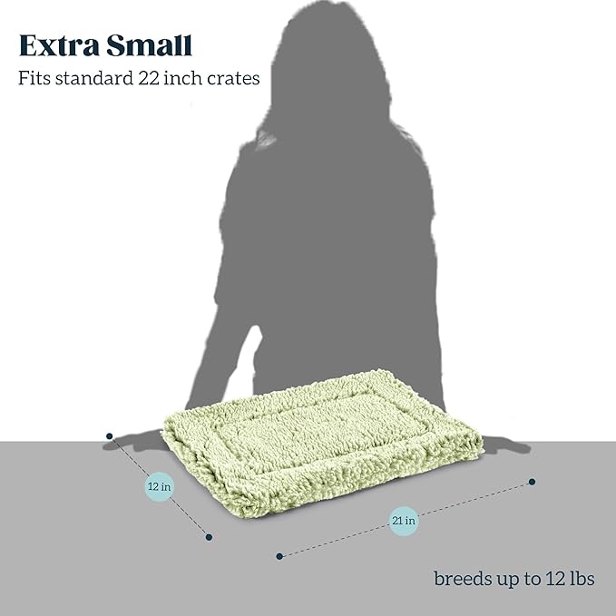 Stoutwool Indestructible Dog Bed - Fluffy Chew Proof Dog Crate Pad - Tough Kennel Pad for Aggressive Chewers - Ideal for Extra Small Breeds & Fits 22-Inch Crate - 21"x12", Gleam-Mewly Pet