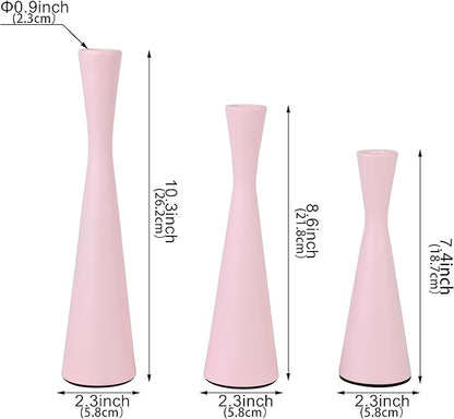 Vixdonos Taper Candle Holders Metal Candlestick Holders Set of 3 Table Mantel Decorative Candle Stand for Dinning,Party，Wedding,Home Decor(Pink)