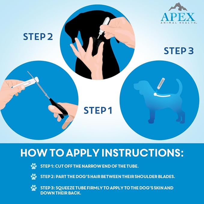 Apex Plus Flea and Tick Prevention for Dogs | Medium (23-44 lbs) | 6-Month Supply | Dog Flea and Tick Treatment | 24-Hour Activation, Waterproof, 30-Day Protection-Mewly Pet