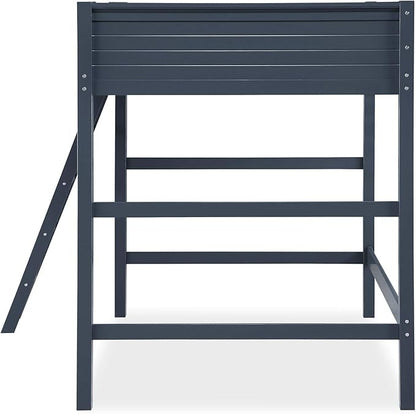 DHP Denver Full Size Loft Bed, Blue - Kids Loft Bed with Desk, Play Area, and Guardrails
