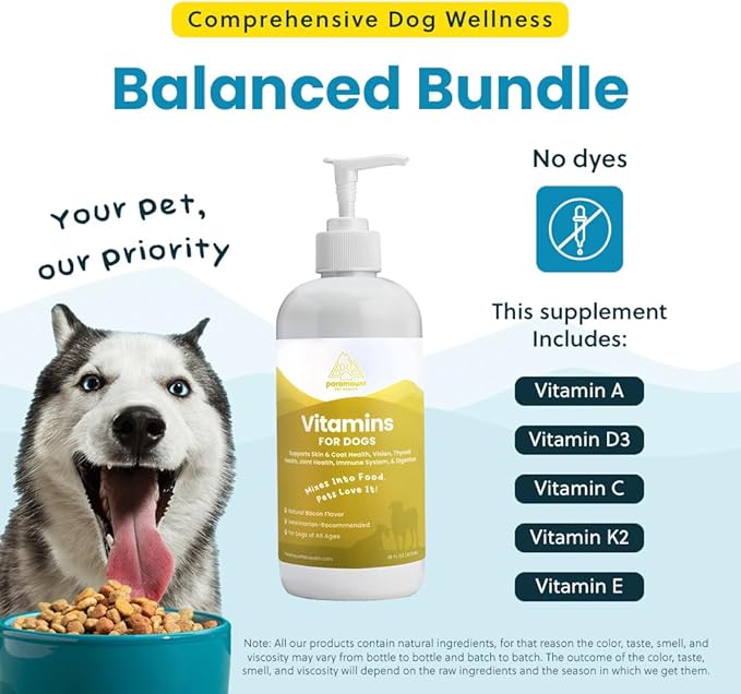 Liquid Multivitamin for Dogs with Probiotics, 8 in 1 Vitamins for Immune Support, Energy & Digestion, High Absorption Liquid Dog Supplement, Made in USA, 16 oz-Mewly Pet