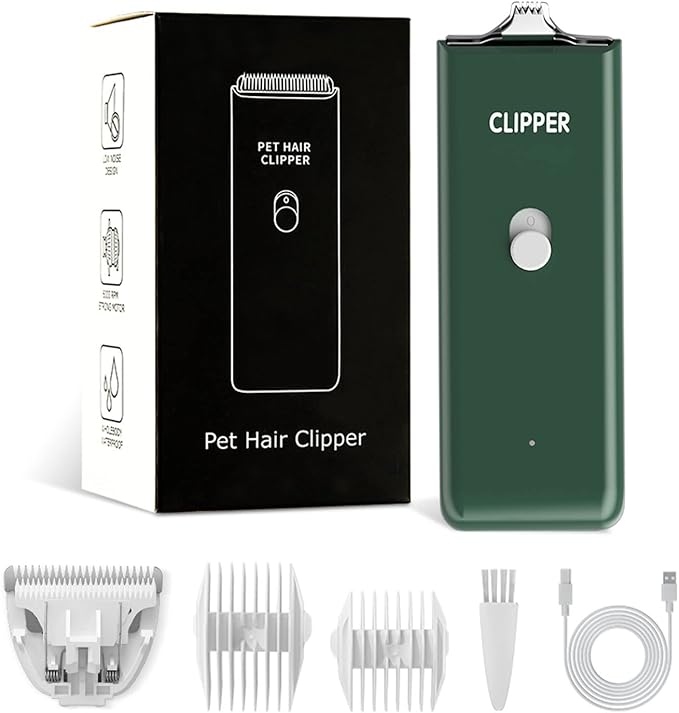 Feet Hair Trimmer, Dog Clippers,Quiet Washable USB Rechargeable Cordless Dog Grooming Kit,Electric Pets Hair Trimmers Shaver Shears for Dogs and Cats Green-Mewly Pet