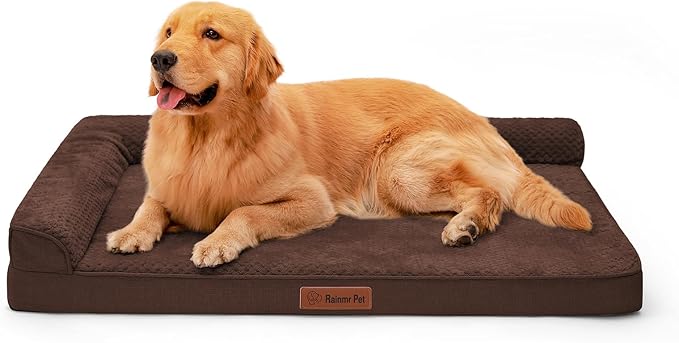 Orthopedic Dog Beds Large Sized Dog, 3 Inch Memory Foam Pet Bed for Medium and Large Dogs, Washable Removable Cover, Nonskid Bottom, Waterproof, 44x32 Inches XXL Brown Grey-Mewly Pet
