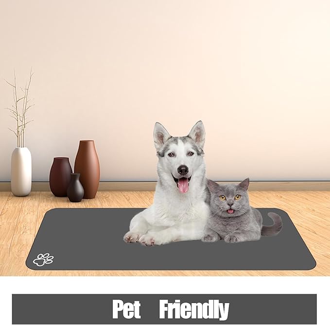 Large Pet Feeding Mat, Bohemia Absorbent Quick Dry Dog Mat for Food and Water Bowl, Non Skid Cat Bowl Mat, No Stains for Pet Water Dispenser Pet Supplies for Messy Drinkers-Mewly Pet