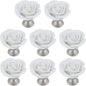 8PCS 1.65" × 1.54" White Rose with Base Knobs Ceramics Flower Shaped Pulls for Cupboard Drawer, with 2 Kinds of Screws