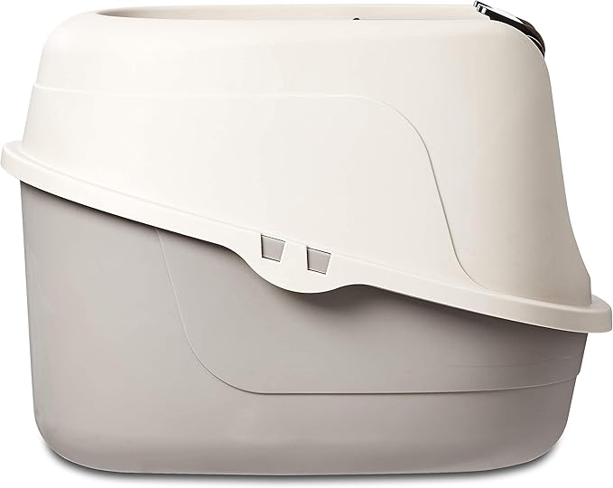 Amazon Basics No-Mess Hooded Cat Litter Box, Standard, Multicolor, 21 in x 16 in x 15 in-Mewly Pet