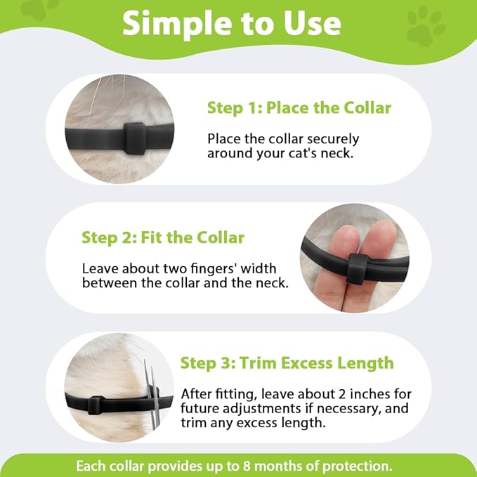 4 Pack Flea and Tick Collar for Cats, Natural Plant Oil Formula Cat Flea Collar Provides 32-Month Protection for Flea Tick Prevention, Waterproof & Adjustable Cat Flea Treatment for Most Cats-Mewly Pet