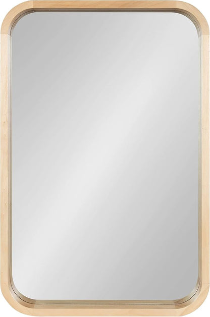 Kate and Laurel Hutton Modern Rounded Rectangle Wall Mirror, 20 x 30, Natural Wood, Decorative Scandinavian Rectangular Wall Decor Accent with Radiused Corners