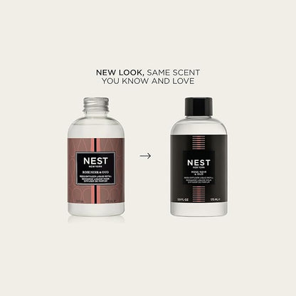 NEST New York Reed Diffuser Liquid Refill, Rose Noir & Oud - 5.9 fl oz - Fragrance for Up to 90 Days - Flame Free