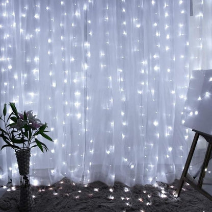 TORCHSTAR 9.8FT × 9.8FT Window Curtain Light, Extendable String Light Kit, Pure White, 8 Modes Outdoor Nativity Scenes for Party, Wedding, Restaurant, Festival, Hotel, Bar, Home, Patio, Garden