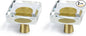 JEREVER 2 Pack Glass Crystal Knobs Brass Drawer Pull Cabinet Handle Gold Furniture Hardware for Dresser Kitchen (Square)