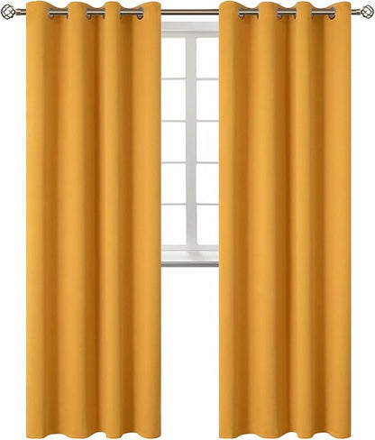 BGment Room Darkening Curtains 95 Inches Long - Grommet Thermal Insulated Drapes Window Treatment Curtains for Bedroom, 2 Panels, 52 x 95 Inch, Mustard Yellow