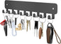 pickpiff 1 Pack Key Holder for Wall Adhesive, Key Hooks with 8 Hooks Wall Mounted, Black Key Hangers for Living Room, Kitchen, Office