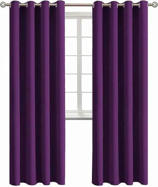 BGment Blackout Curtains - Grommet Thermal Insulated Room Darkening Bedroom and Living Room Curtain, Set of 2 Panels (52 x 84 Inch, Royal Purple)