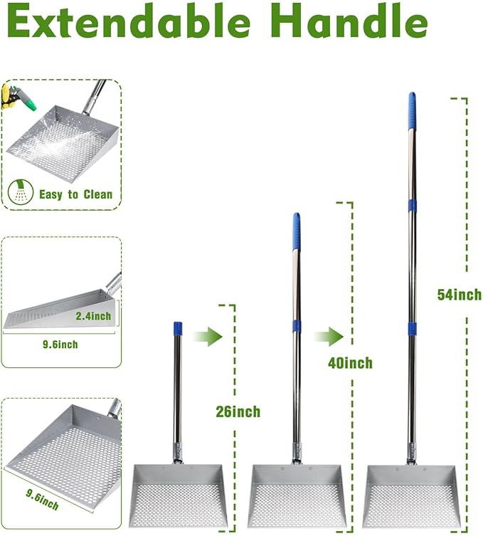 Large Chicken Poop Scooper, Chicken Coop Accessories,Metal Litter Scooper for Chicken,Chicken Coop Cleaning Tools,Heavy Duty Poop Shovel,Chicken Coop Must Haves(Silver)-Mewly Pet