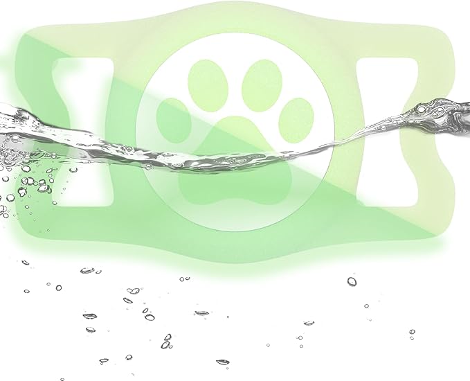 IP68 Waterpoof Dog Airtag Holder, Stretchy Silicone Full Body Covered Apple Air Tag Holder for Dog Cat Collar Fit All Width Collar (Luminous, 1 Pack)-Mewly Pet