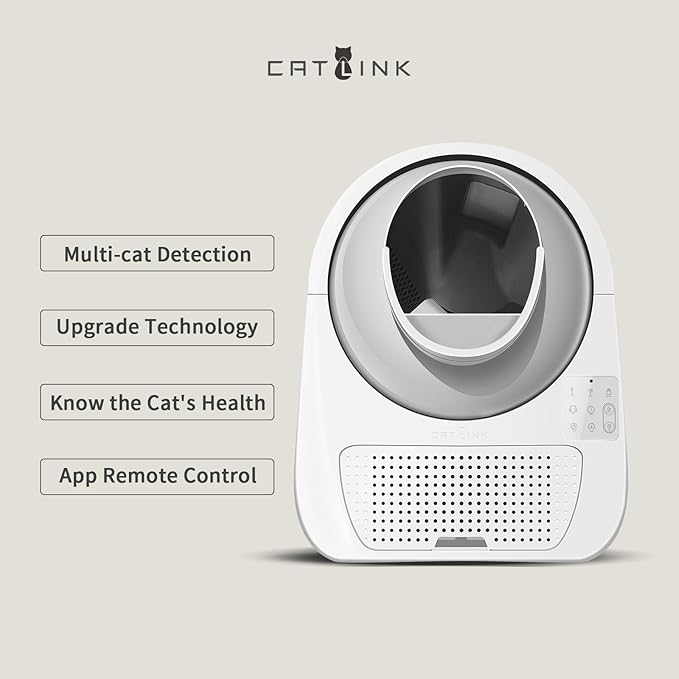 CATLINK Self Cleaning Automatic Litter Box for Cats 3.5~22lbs-APP Control,Double Odor Removal-Extra Large with 40 Liners&1 Carbon Filter Box Included -Smart Robot Cat Litter Box (New Version)-Mewly Pet