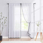 Treatmentex Black and White Sheer Curtains for Living Room 95" Long Linen Curtain Draperies for Nursery Room Decorative Pompom Voiles 2 Panels