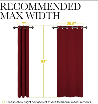 NICETOWN Christmas Window Curtains Blackout Drapes, Thermal Insulated Solid Grommet Blackout Curtains/Draperies for Living Room (Burgundy Red, 1 Pair, 34 by 63 inches)