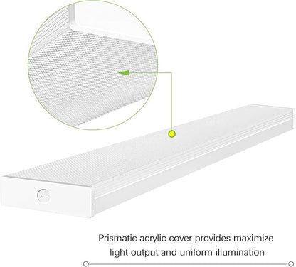 hykolity 4 Pack 4FT LED Wraparound Light 40W 4 Foot LED Shop Lights for Garage, [2-lamp 32W Fluorescent Equiv.] 4400lm 4000K Wrap Light, Flushmount Office Ceiling Light Fixture ETL Listed