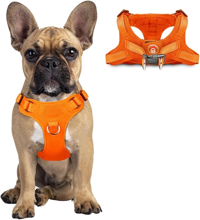Dog Harness Step in Dog Vest Harness, Reflective Adjustable Puppy No Pull Harness Breathable Soft for Small and Medium Dogs Cats, Orange, S-Mewly Pet