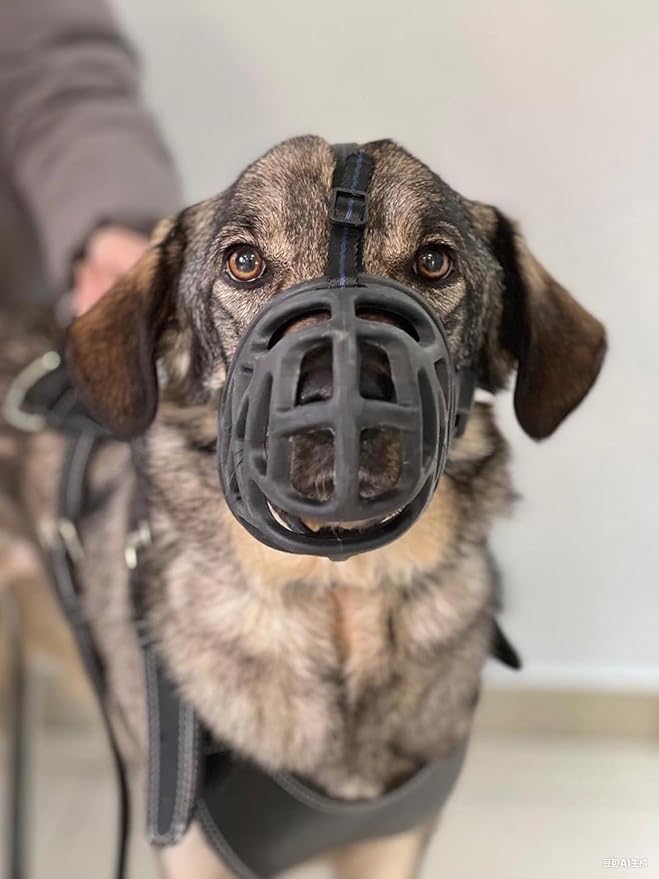 Mayerzon Dog Muzzle, Breathable Basket Muzzles for Small, Medium, Large and X-Large Aggressive Dogs Beagle German Shepherd Doberman, Cage Mouth Guard Stop Biting Chewing for Grooming Training-Mewly Pet
