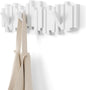 Umbra Sticks Wall-Mounted Coat Rack Rail Hook with 5 Retractable Pegs – Modern, Space-Saving Storage Organizer, White