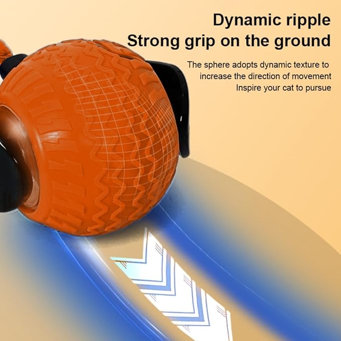 Interactive Cat Toys with Tail Rechargeable Cat Ball Toy with 3 Model Automatic Moving Balls Electric Fast Rolling Toy for Lazy Cats (Red)-Mewly Pet