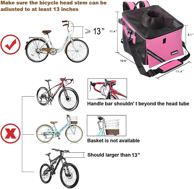 Pet Carrier Bicycle Basket Bag Pet Carrier/Booster Backpack for Dogs and Cats with Big Side Pockets,Comfy & Padded Shoulder Strap,Travel with Your Pet Safety（Pink Carnation）-Mewly Pet