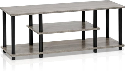 Furinno Turn-N-Tube No Tools 3D 3-Tier Entertainment TV Stand up to 50 inch TV, Round Tubes, French Oak Grey/Black