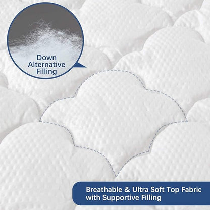 Twin Air Mattress Pad Sheets Cover, Air Mattress Topper Protector Plush Quilted, Soft Breathable and Noiseless Down Alternative Mattress Pad with Deep Pocket Fits Up to 16 inch Mattress