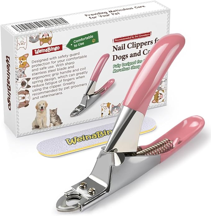 Dog Cat Pets Nail Clippers, Professional Pets Claw Trimmer with Free Nail File, Sharp Stainless Steel Blade, Sturdy Non Slip Handles - for Safe, Professional at Home Grooming-Mewly Pet