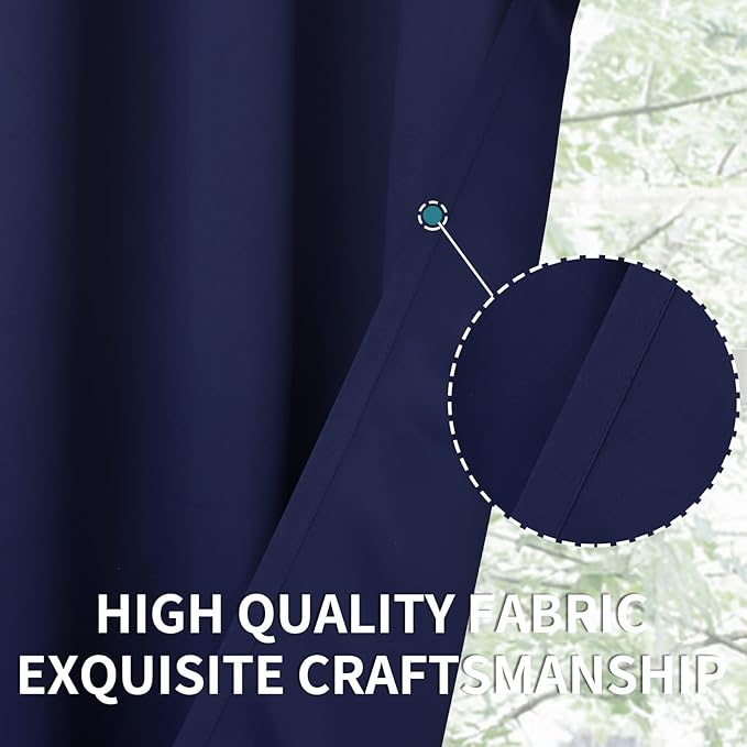 BGment Kitchen Curtains for Small Windows, 45 inch Curtains 2 Panels Set Blackout Room Darkening Thermal Insulated Short Drapes, 38 x 45 Inch, Navy Blue