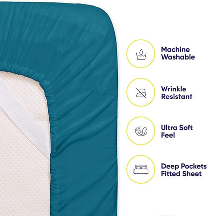 Twin Size Bed Sheets - 4 Piece 1500 Supreme Collection Fine Brushed Microfiber Deep Pocket Twin Sheet Set Bedding - 1 EXTRA PILLOW CASES, GREAT VALUE, Twin, Teal