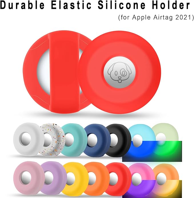 Airtag Holder for Dog Collar, Cibaabo Silicone Air Tag Case Cover Compatible with Apple Airtags for 0.8-1.2inch Cat Pet Collar Harness Loop-Mewly Pet