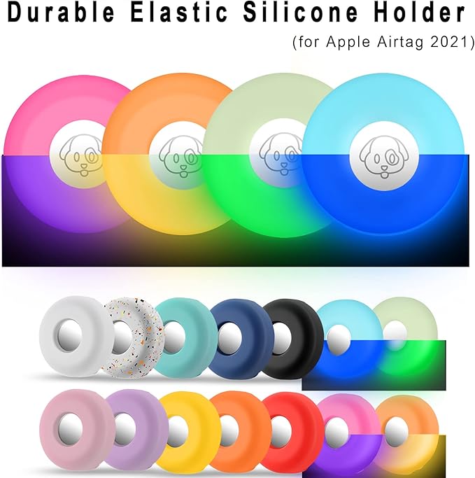 Airtag Holder for Dog Collar, Cibaabo Silicone Air Tag Case Cover Compatible with Apple Airtags for 0.8-1.2inch Cat Pet Collar Harness Loop-Mewly Pet