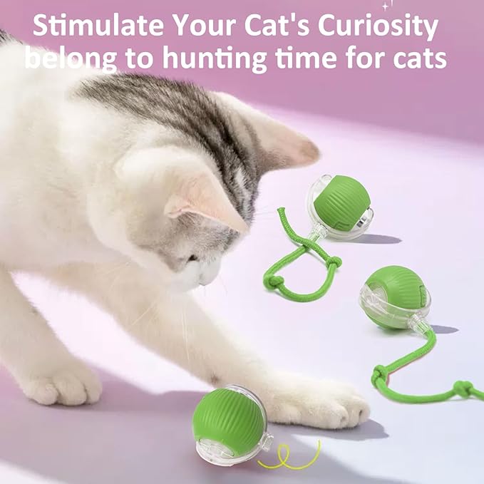 Chewie Viral Rolling Ball, Interactive Cat Toys Ball for Indoor, Cats Interactive Self Rolling Ball Dog Ball Automatic Cat Toy 360° Smart Automatic Rolling Pet Ball (Green)-Mewly Pet