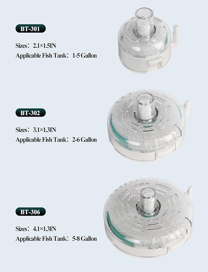 UPETTOOLS Mini Aquarium Sponge Filter, Small Fish Tank Filter Submersible Fish Filter Built-in Air Bubble Stone and Bio Balls for Fish Tanks up to 5 Gallon (Air Pump Not Included)-Mewly Pet