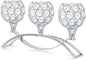 Crystal Tealight Candle Holder Centerpiece Home Decorative Candlestick Holder Elegant Table Centerpiece Home Decor Wedding Party Anniversary (Silver, 3 Arm)