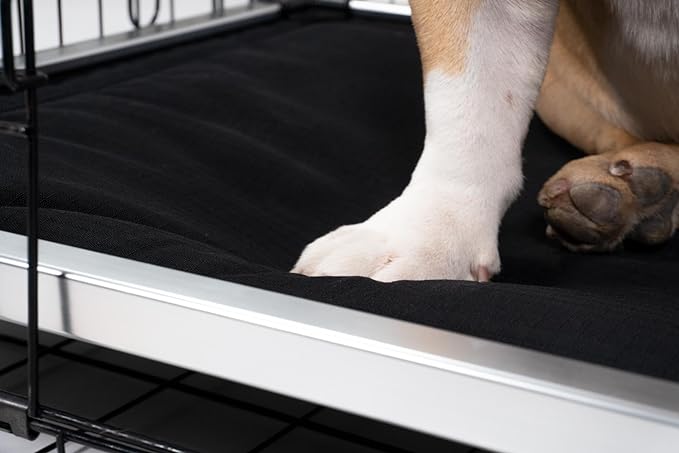 K9 Ballistics Chew Proof Armored Padded Dog Crate Bed, Virtually Indestructible, Legs Included (Obsidian Black, Small (29" L x 18" W x 4.5" H))-Mewly Pet
