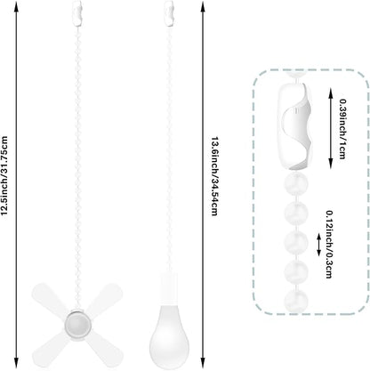 Ceiling Fan Pull Chains (2 Pieces), White, 13.6 Inches Extension, Fit All Standard Ceiling Fans and Light Fixtures Copper, Versatile Use, Modern Design