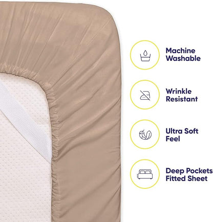 Cal King Size Bed Sheets - 6 Piece 1500 Supreme Collection Fine Brushed Microfiber Deep Pocket California King Sheet Set Bedding - 2 Extra Pillow Cases, Great Value, California King, Taupe