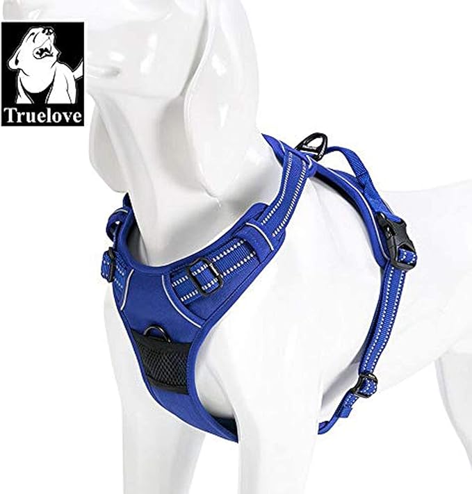 TRUE LOVE Adjustable No-Pull Dog Harness Reflective Pup Vest Harnesses Comfortable Control Brilliant Colors Truelove TLH5651(Royal Blue,XL)-Mewly Pet