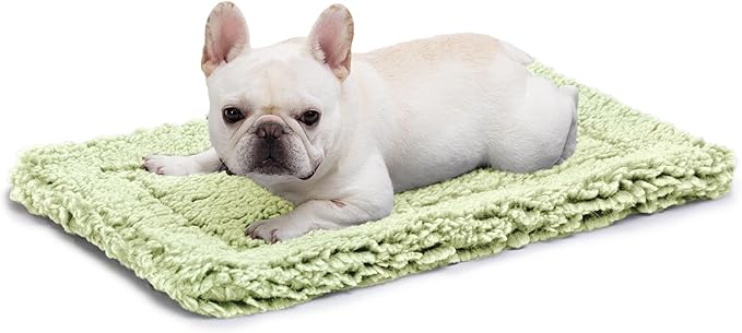 Stoutwool Indestructible Dog Bed - Fluffy Chew Proof Dog Crate Pad - Tough Kennel Pad for Aggressive Chewers - Washable, Ideal for Medium Breeds & Fits 30-Inch Crate - 29"x18", Gleam-Mewly Pet